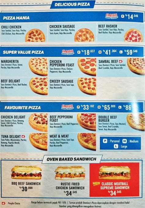 Nutritional Info. . Menu dominos pizza